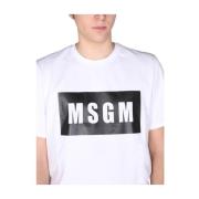 Logo T-shirt Msgm , White , Heren