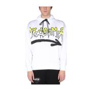 Hoodie met Logo Print Disclaimer , White , Heren