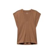 Katoenen V-hals T-shirt voor Vrouwen Frame , Brown , Dames