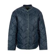 Gewatteerde Marineblauwe Jas met Logo Barbour , Blue , Dames