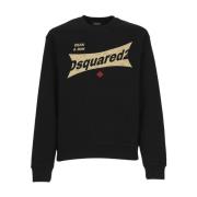 Zwarte Katoenen Sweatshirt met Contrasterende Logo Print Dsquared2 , B...