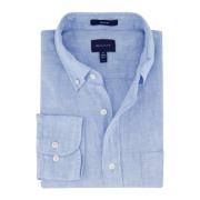 Casual Blauw Linnen Overhemd Gant , Blue , Heren