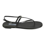 Klassieke zwarte platte sandalen Prada , Black , Dames