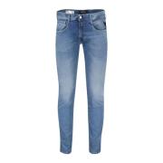 Blauwe Denim 5-Pocket Broek Replay , Blue , Heren