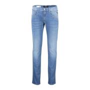 Blauwe Denim 5-Pocket Broek Replay , Blue , Heren