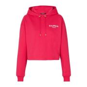 Flocked Paris hoodie Balmain , Pink , Dames