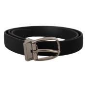 Zwart leren Riem met zilveren logo gesp Dolce & Gabbana , Black , Here...