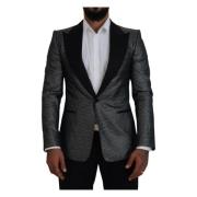 Zwart Zilver Jacquard Slim Fit Jas Blazer Dolce & Gabbana , Black , He...