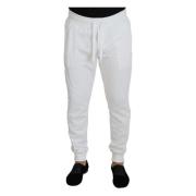 Witte Logo Katoenen Sweatpants, Klassieke Pasvorm Dolce & Gabbana , Wh...