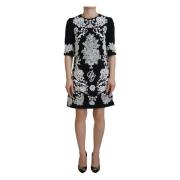 Zwarte A-lijn jurk met kanten afwerking Dolce & Gabbana , Black , Dame...