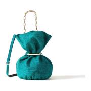 Gem Bucket Bag - Suede Crossbody Borbonese , Blue , Dames
