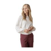 Top met ronde hals en pofmouwen Twinset , White , Dames