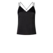 Zwart Satijnen Top Dante 6 , Black , Dames