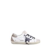 Glitter Star Heel Leather Sneakers Golden Goose , White , Dames