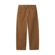 Logo Katoenen Broek met Knoop- en Ritssluiting Carhartt Wip , Brown , ...