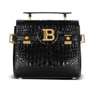 B-Buzz 23 tas in krokodillenprint leer Balmain , Black , Dames