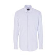 Gestreept Slim Fit Overhemd van Katoenen Jersey Giorgio Armani , White...