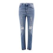 Blauwe Slim-fit Jeans met Hoge Taille Aw23 Dolce & Gabbana , Blue , Da...