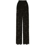 Florale Kant Hoge Taille Broek Dolce & Gabbana , Black , Dames