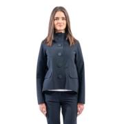 Blauw Zwart Asymmetrische Knoopjas RRD , Blue , Dames