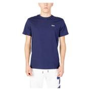 Heren Katoenen T-Shirt Fila , Blue , Heren