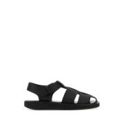 Zwarte leren Fisherman sandalen The Row , Black , Dames