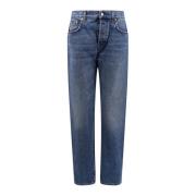 Katoenen Jeans met Iconische Horsebit Gucci , Blue , Dames