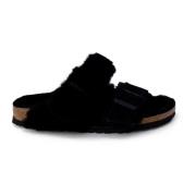 Split Shearl Sliders Birkenstock , Black , Dames