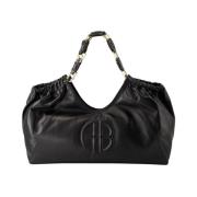 Zwarte Leren Tote Tas Anine Bing , Black , Dames