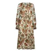 Zijden jurk met contrasterende bloemenprint Ulla Johnson , Multicolor ...