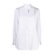 Witte Poplin Overhemd met Kantdetail Burberry , White , Dames