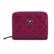 Luxe Paarse Nappa Leren Portemonnee Versace , Purple , Dames