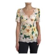 Bloemenkant V-hals Blouse Dolce & Gabbana , Multicolor , Dames