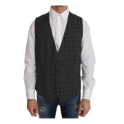 Grijze Geruite Formele Vest Dolce & Gabbana , Gray , Heren