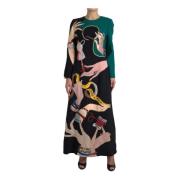 Multicolor A-lijn Maxi Jurk Dolce & Gabbana , Multicolor , Dames