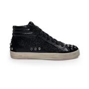 Zwarte Studs Hoge Top Sneakers P448 , Black , Dames