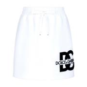 Logo Print Hoge Taille Rokken Dolce & Gabbana , White , Dames