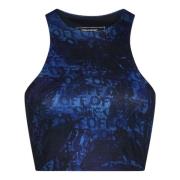 Blauwe Logo Print Halter Top Off White , Blue , Dames