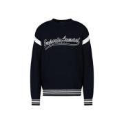 Navy Blue Ribgebreide Pullover Sweater Emporio Armani , Blue , Heren