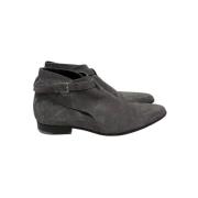 Pre-owned Suede boots Saint Laurent Vintage , Gray , Dames