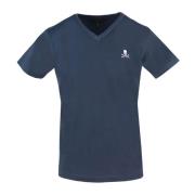 Heren V-Hals T-Shirt van Katoen Philipp Plein , Blue , Heren