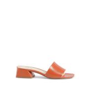 Oranje Leren Blokhak Sandalen 19v69 Italia , Orange , Dames