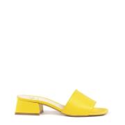 Gele Leren Sandalen met 4 cm Hak 19v69 Italia , Yellow , Dames