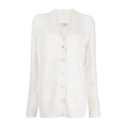 Minimalistische Gebreide Cardigan met Bedrukte M Maison Margiela , Whi...