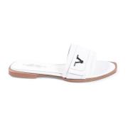 Witte Leren Sandalen met 6cm Hak 19v69 Italia , White , Dames