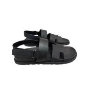 Pre-owned Leather sandals Hermès Vintage , Black , Dames