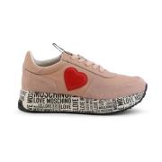 Platform Sneakers met Geborduurde Details Love Moschino , Pink , Dames