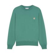 Vossenkop Patch Sweatshirt in Teal Grey Maison Kitsuné , Green , Heren