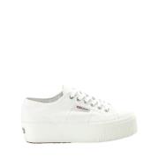 Witte Textiele Damessneakers Superga , White , Dames