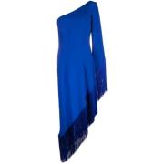 Blauwe Franje Asymmetrische Jurk Taller Marmo , Blue , Dames